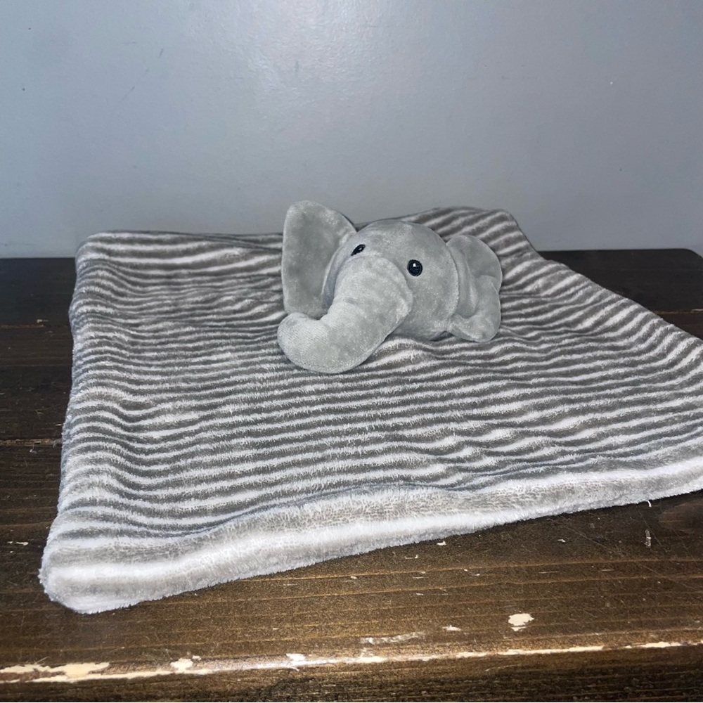 Lila and Jack Elephant Lovey Grey White Striped Security Blanket Plush